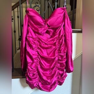 Elegant Pink Ruched Mini Dress